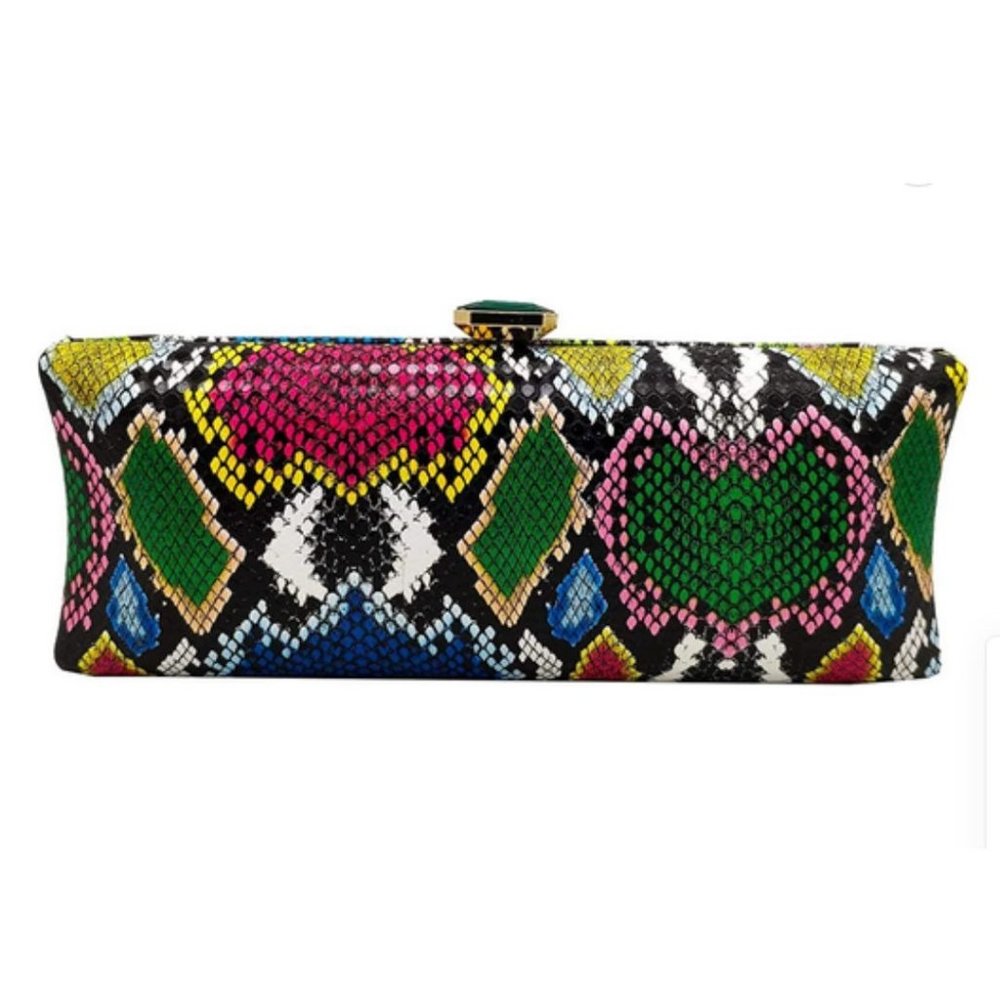 Women’s Multicolor Animal Snakeskin Print Clutch